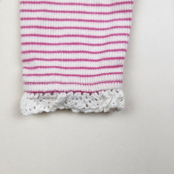 Baby Boden Soft Ribbed Lace Trim Leggings White Pink Stripe sz Newborn - Picture 5 of 8